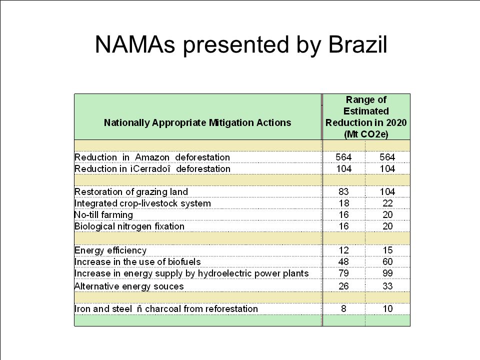 NAMAs presented by Brazil