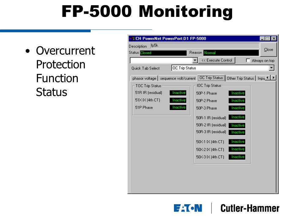 FP-5000 Monitoring Overcurrent Protection Function Status