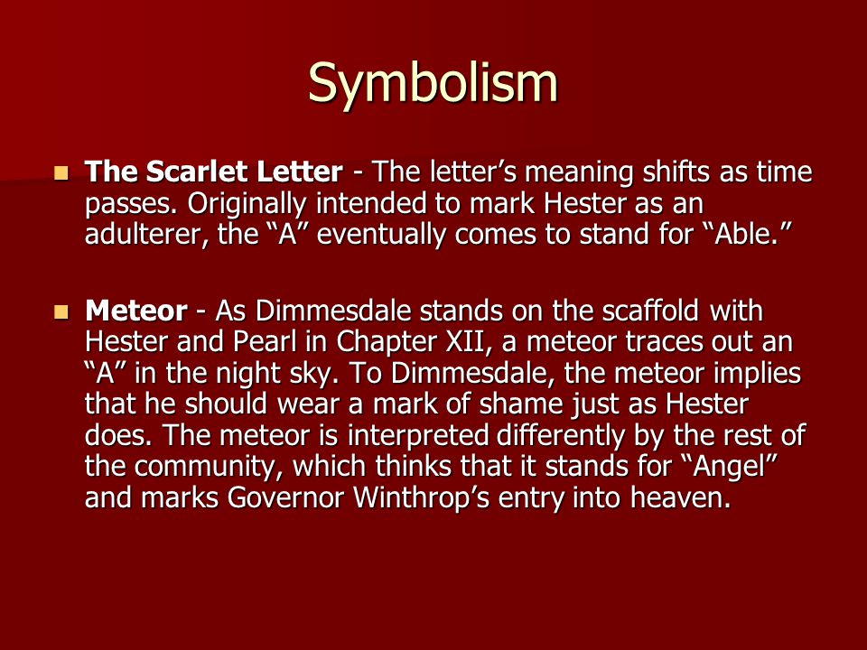 Scarlet letter symbolism thesis statement