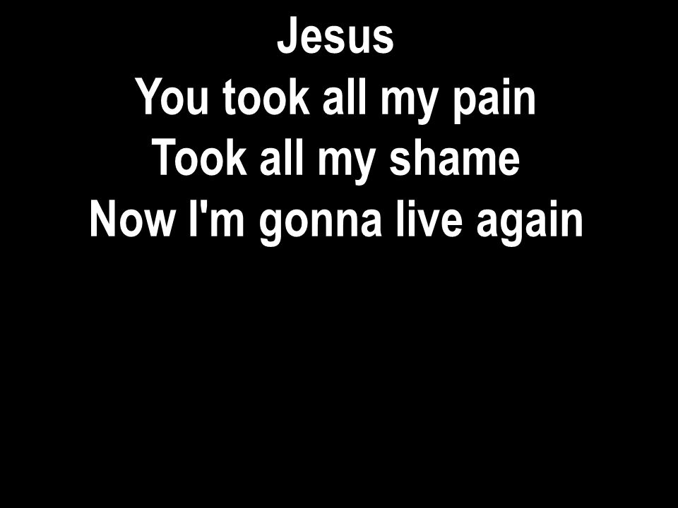 Jesus You took all my pain Took all my shame Now I m gonna live again