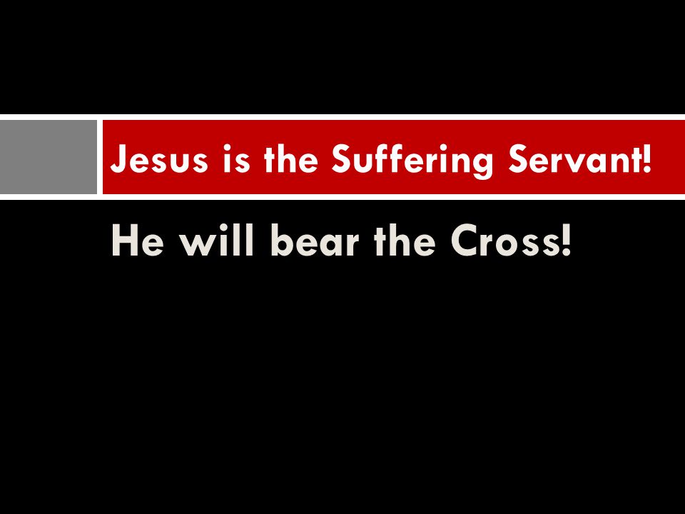 He will bear the Cross! Jesus is the Suffering Servant!