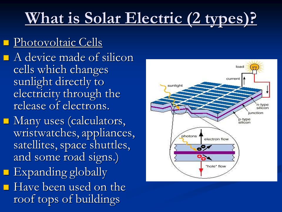 What is Solar Electric (2 types).