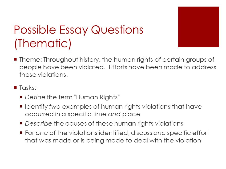 My First Day Of High School Essay Global History Thematic Essay Human Rights Violations Business Ethics Essay Topics also Learn English Essay Writing Thematic Essay On Human Rights Violations Global History Thematic What Is A Thesis Statement In An Essay Examples