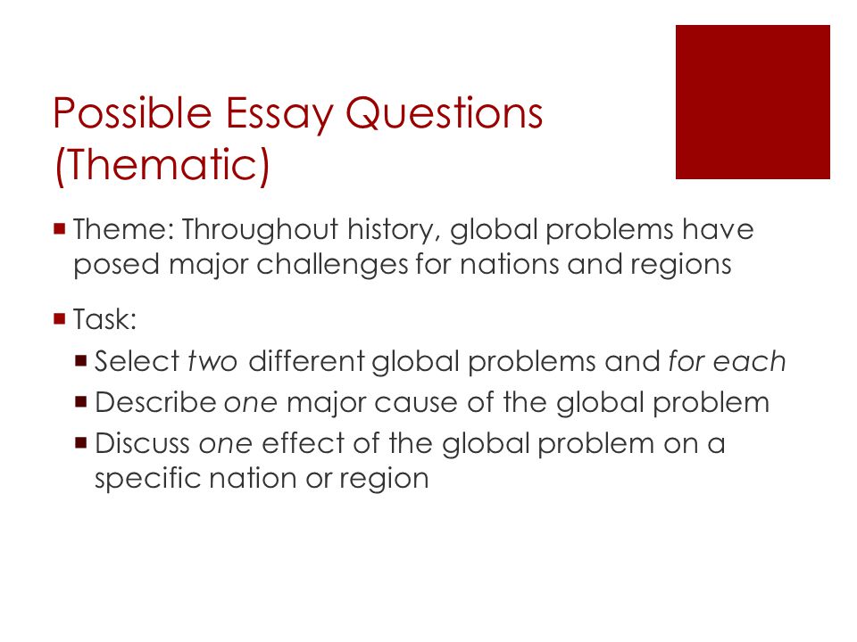 Possible global regents thematic essay topics