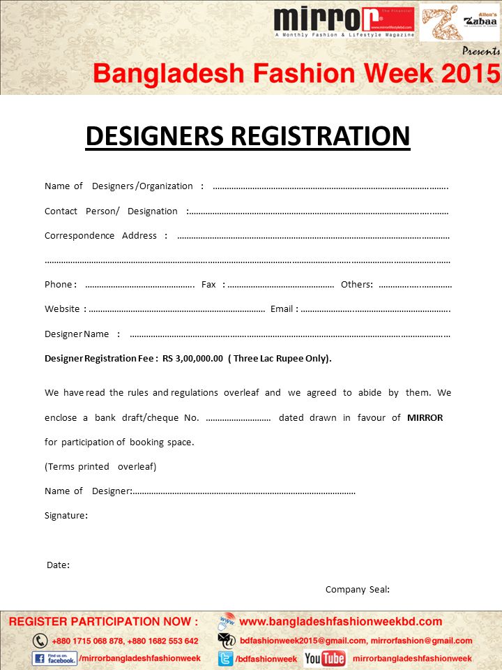 DESIGNERS REGISTRATION Name of Designers /Organization : ………………………………………………………………………………………..