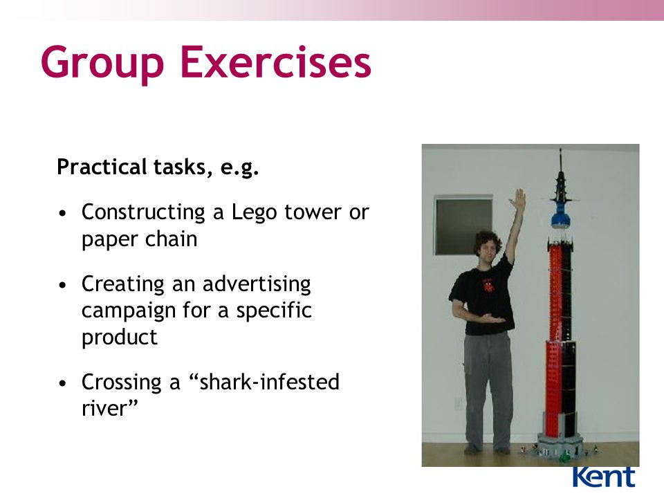 Group Exercises Practical tasks, e.g.
