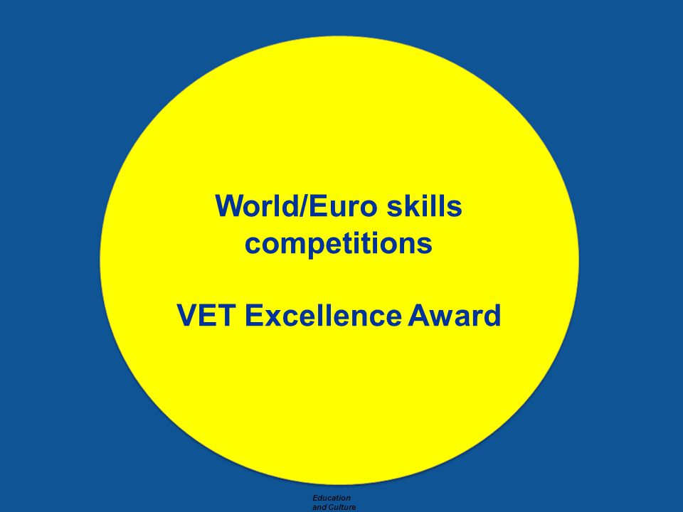 World/Euro skills competitions VET Excellence Award World/Euro skills competitions VET Excellence Award
