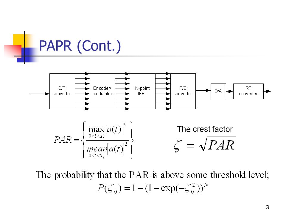 3 PAPR (Cont.) The crest factor