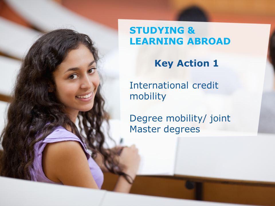 Date: in 12 pts Education and Culture … in other words STUDYING & LEARNING ABROAD Key Action 1 International credit mobility Degree mobility/ joint Master degrees