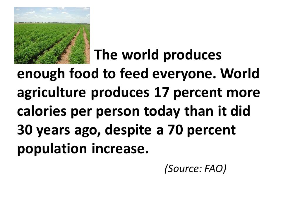 The world produces enough food to feed everyone.