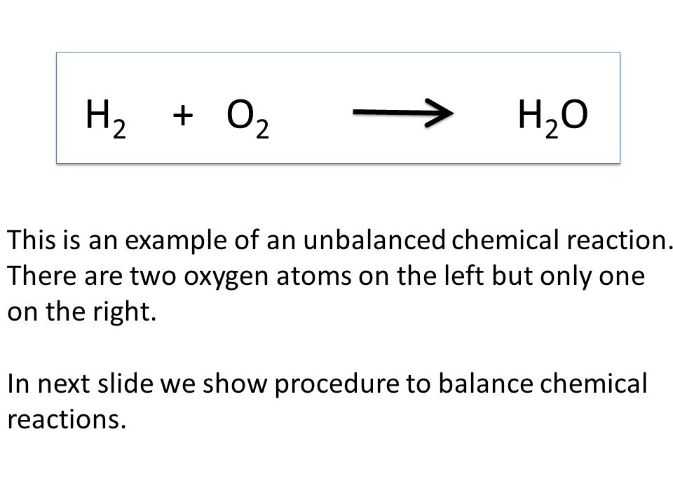 This is an example of an unbalanced chemical reaction.