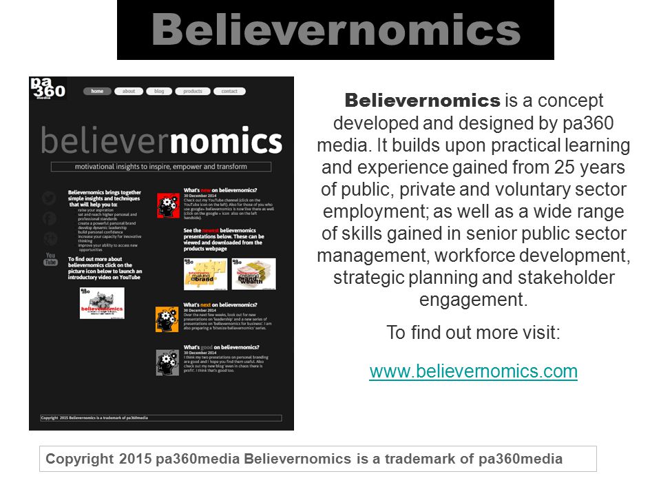Believernomics is a concept developed and designed by pa360 media.