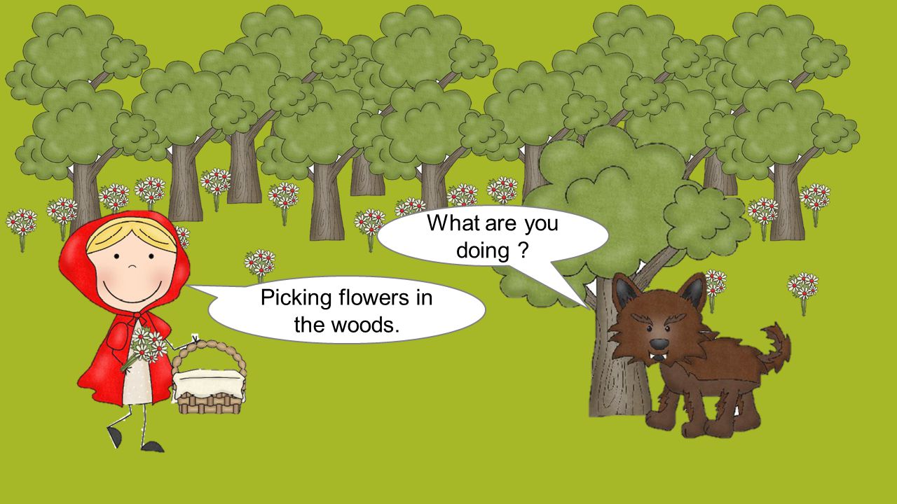 What are you doing Picking flowers in the woods.