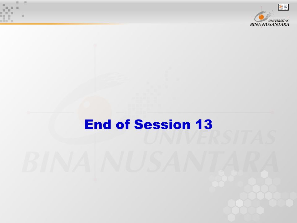 End of Session 13