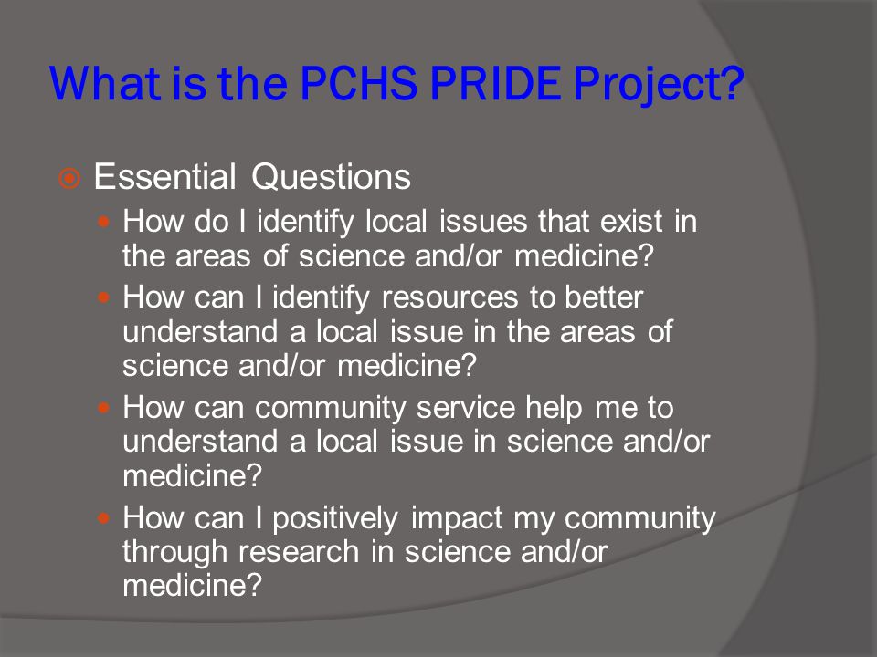 What is the PCHS PRIDE Project.