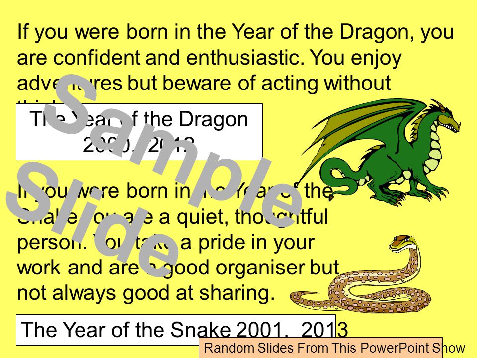 If you were born in the Year of the Dragon, you are confident and enthusiastic.