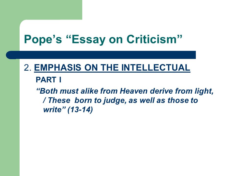 An essay on criticism analysis by alexander pope