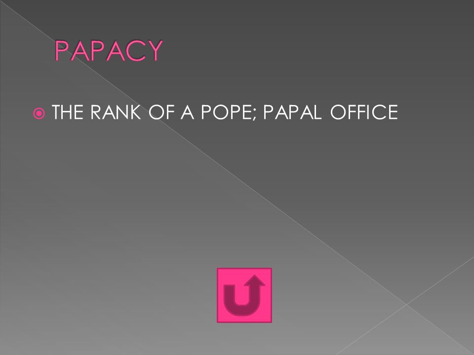  THE RANK OF A POPE; PAPAL OFFICE