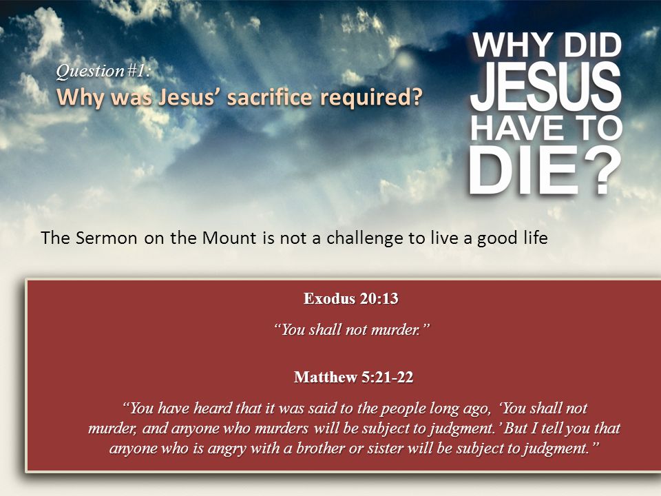 Question #1: Why was Jesus’ sacrifice required.