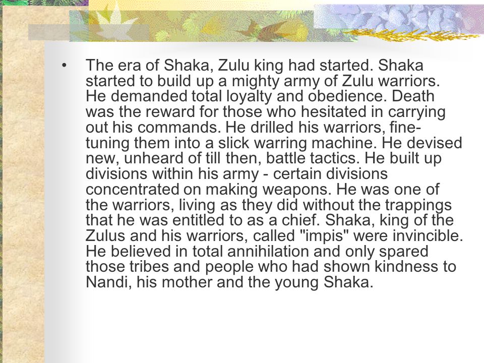 Shaka zulu essays