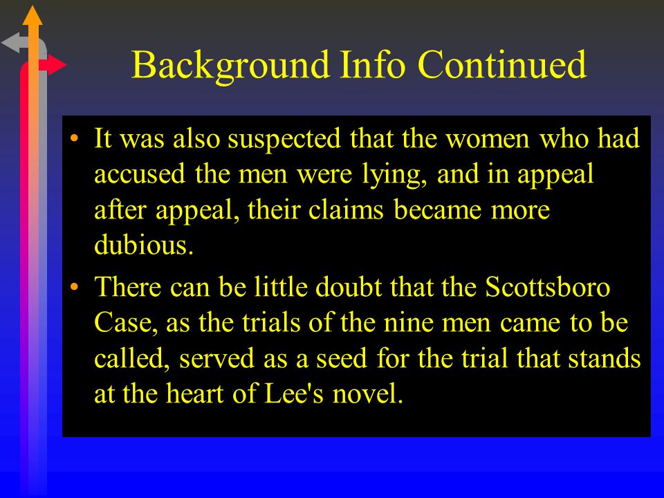 Background Info Continued It was also suspected that the women who had accused the men were lying, and in appeal after appeal, their claims became more dubious.