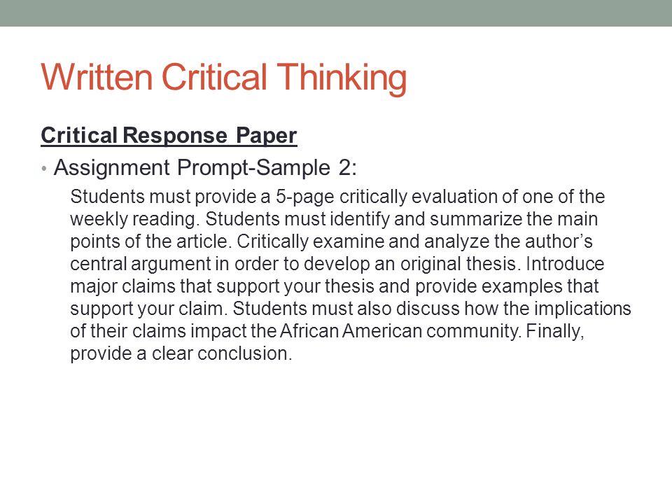 Essays On Critical Thinking