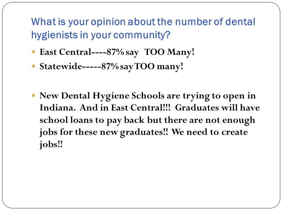 What is your opinion about the number of dental hygienists in your community.