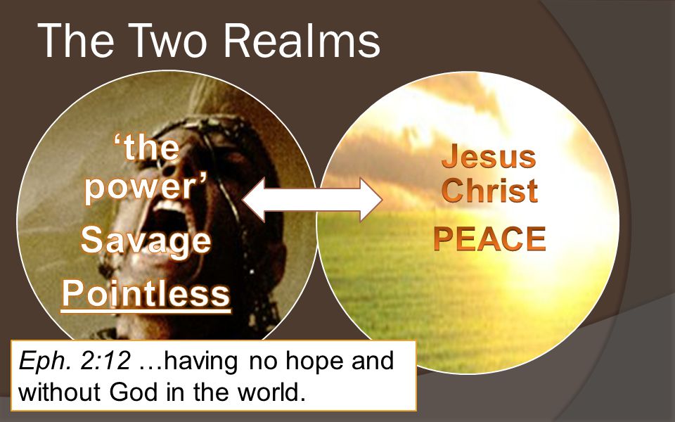 The Two Realms Eph. 2:12 …having no hope and without God in the world.