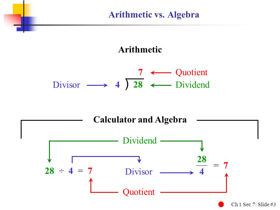 Ch 1 Sec 7: Slide #3 Arithmetic vs.