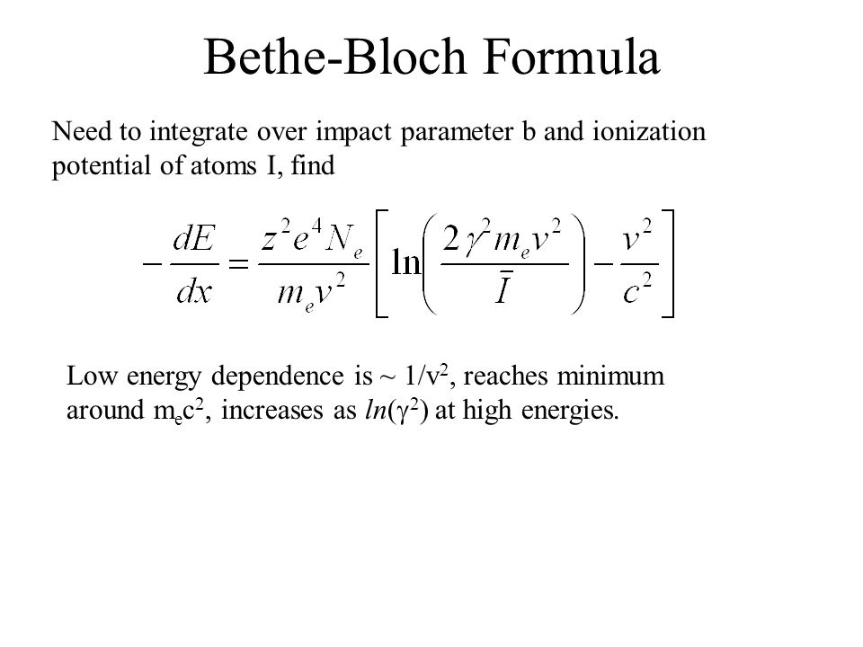 Detection Of Gamma Rays And Energetic Particles Interactions 11 Bethe Bloch Formula