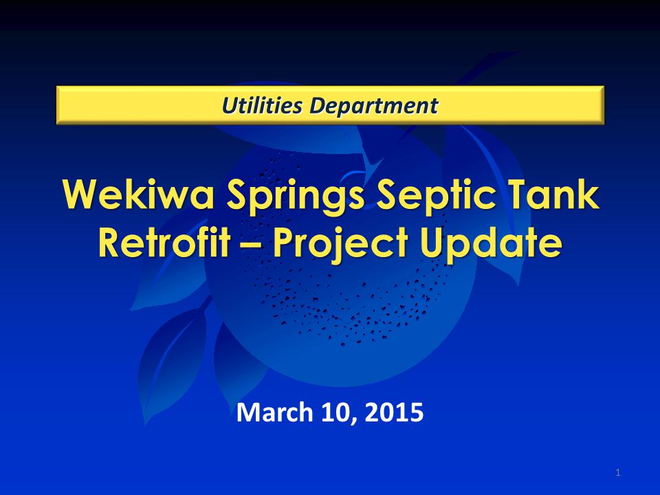 Wekiwa Springs Septic Tank Retrofit – Project Update Utilities Department March 10,