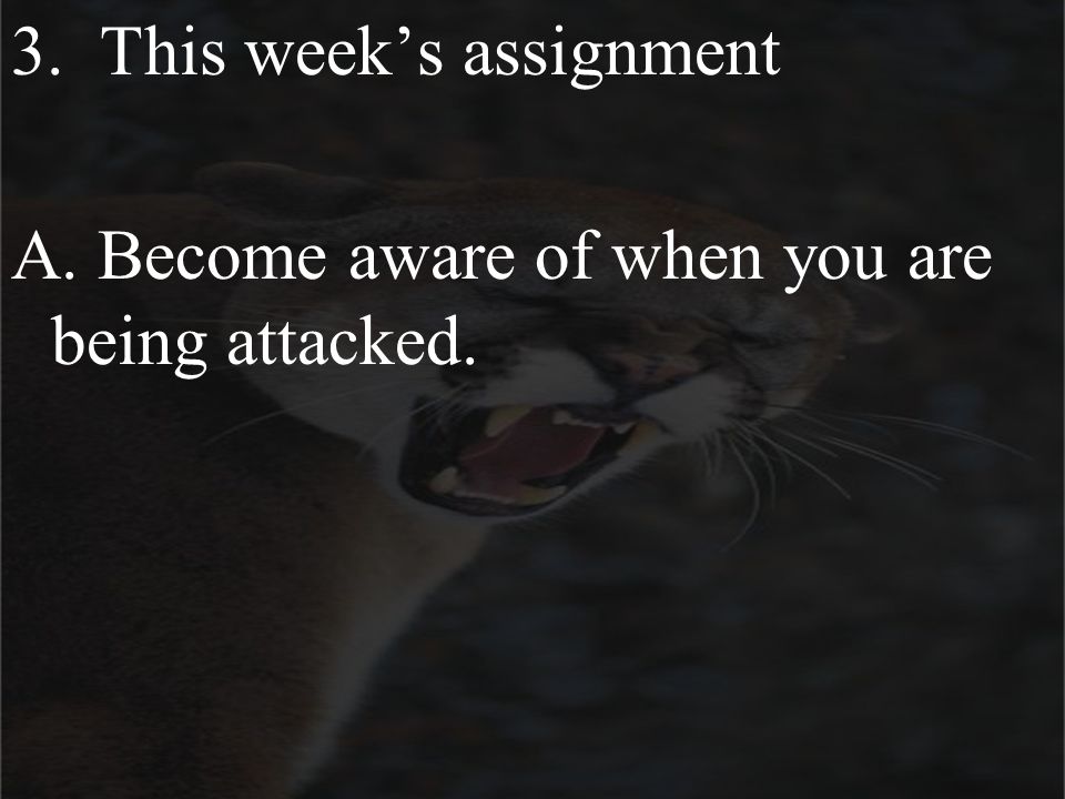 3. This week’s assignment A. Become aware of when you are being attacked.