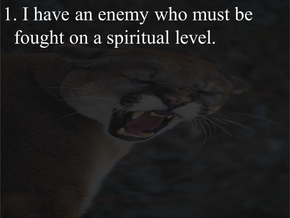 1. I have an enemy who must be fought on a spiritual level.