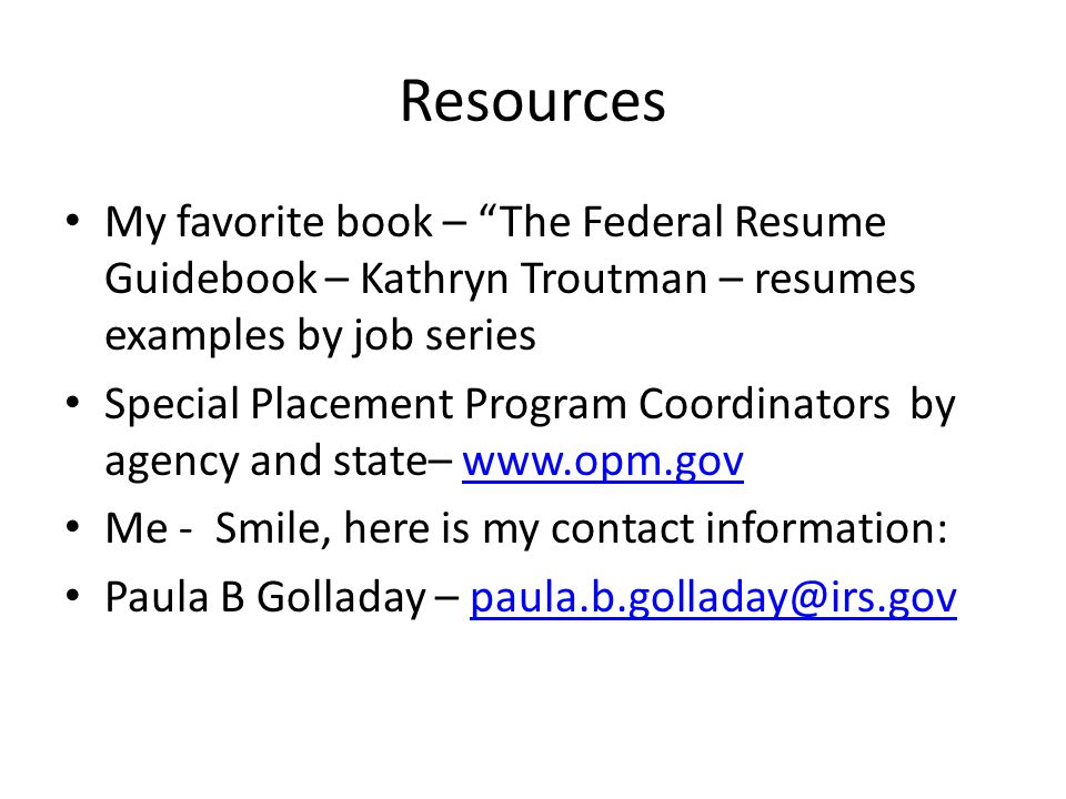 federal resume book