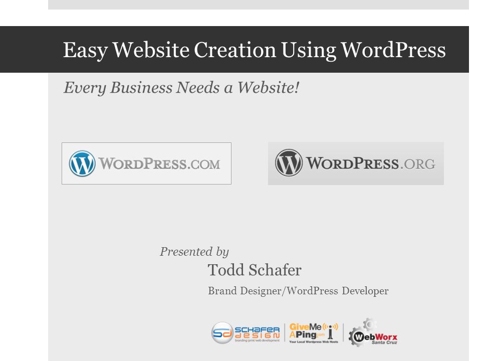 Easy Website Creation Using WordPress Every Business Needs a Website.