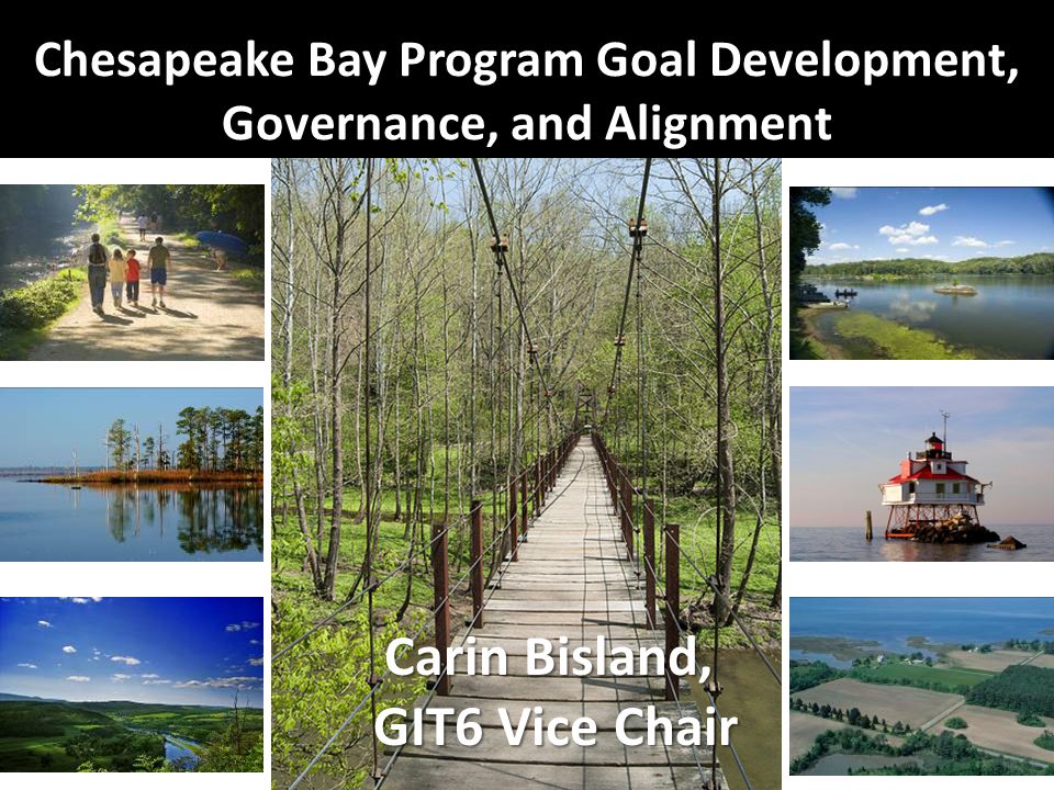 Chesapeake Bay Program Goal Development, Governance, and Alignment Carin Bisland, GIT6 Vice Chair