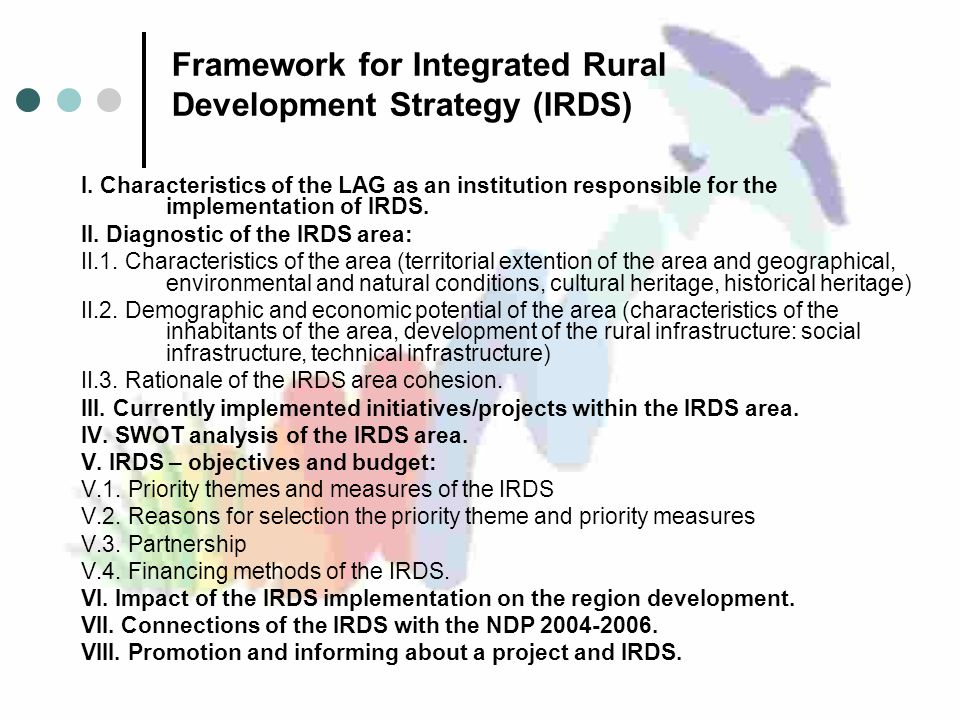 Framework for Integrated Rural Development Strategy (IRDS) I.