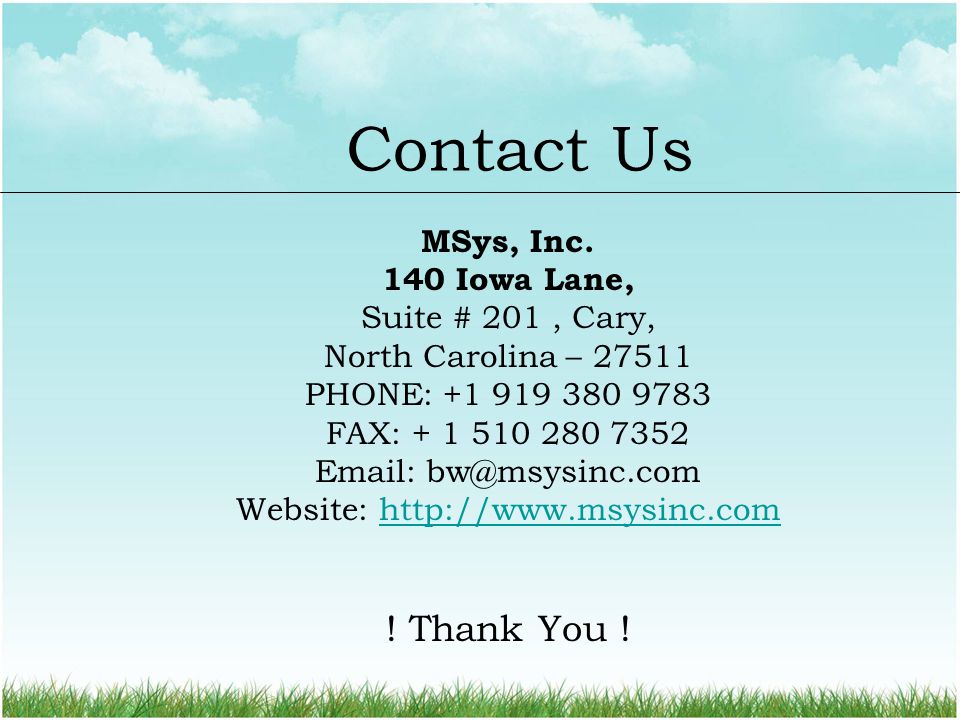 Contact Us MSys, Inc.