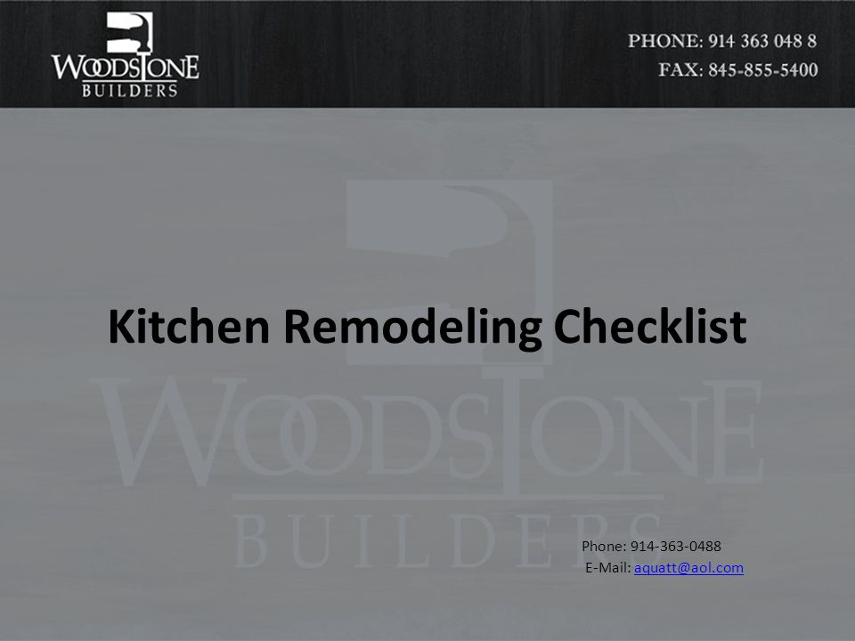 Kitchen Remodeling Checklist Phone: