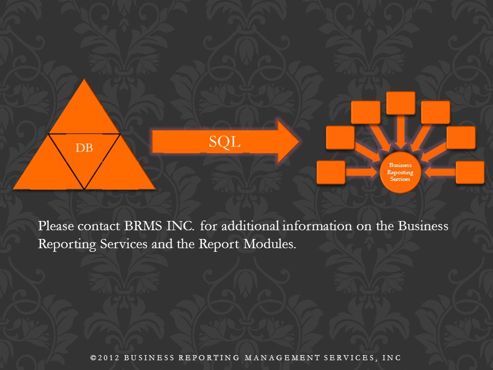 Business Reporting Services Please contact BRMS INC.