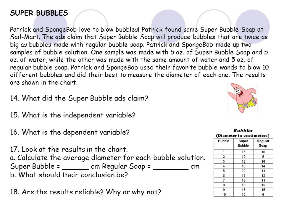 Printables Spongebob Science Worksheet answer the following question in your science journal super bubbles patrick and spongebob love to blow found some bubble soap