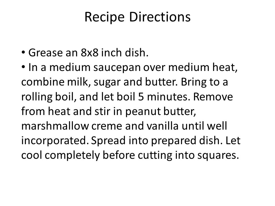 Recipe Directions Grease an 8x8 inch dish.