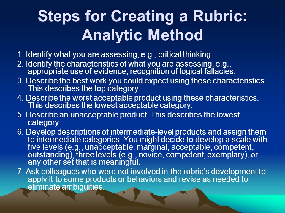 Steps for Creating a Rubric: Analytic Method 1.