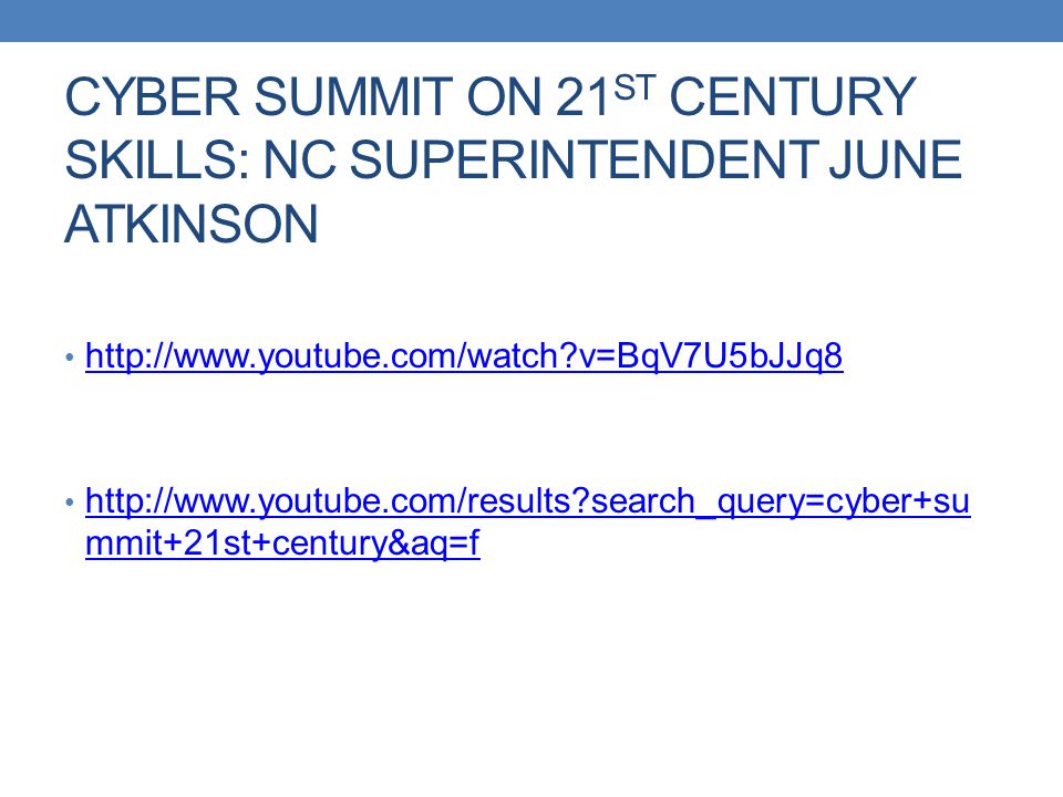 CYBER SUMMIT ON 21 ST CENTURY SKILLS: NC SUPERINTENDENT JUNE ATKINSON   v=BqV7U5bJJq8   search_query=cyber+su mmit+21st+century&aq=f   search_query=cyber+su mmit+21st+century&aq=f