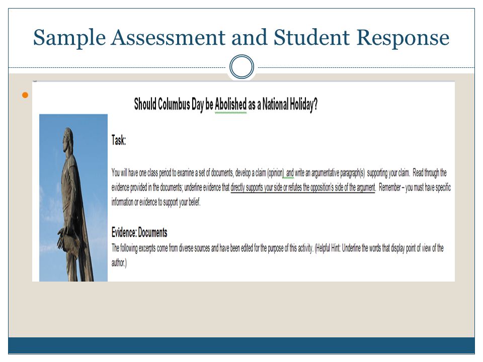 Sample Assessment and Student Response This was based on a middle school