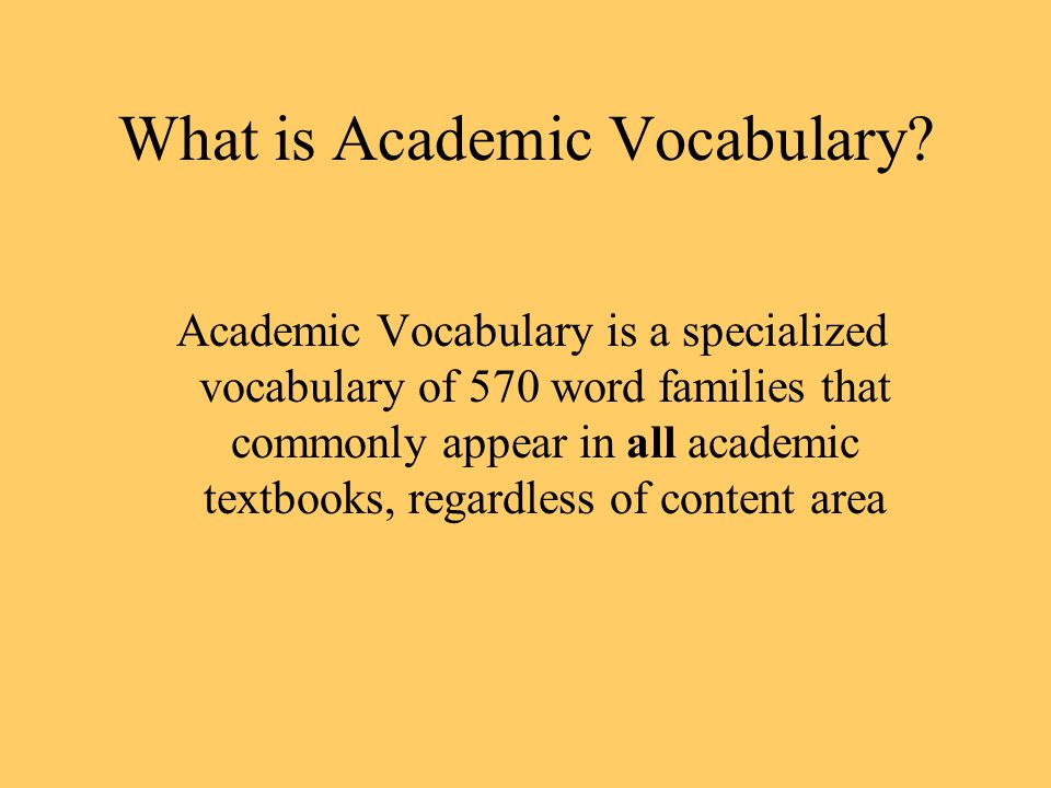 What is Academic Vocabulary.