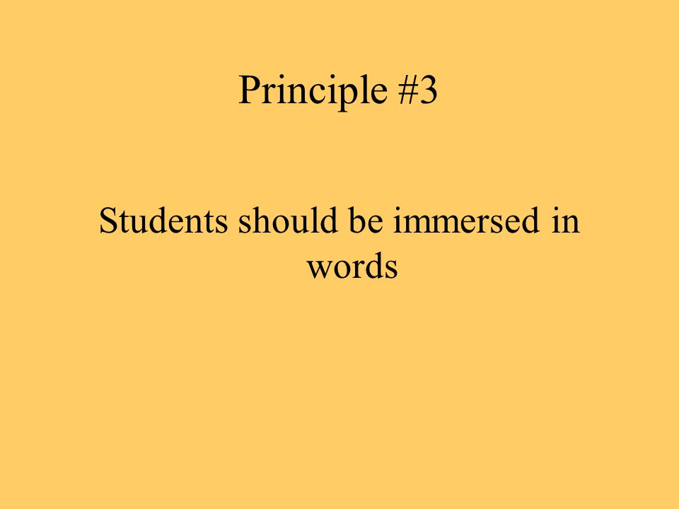 Principle #3 Students should be immersed in words