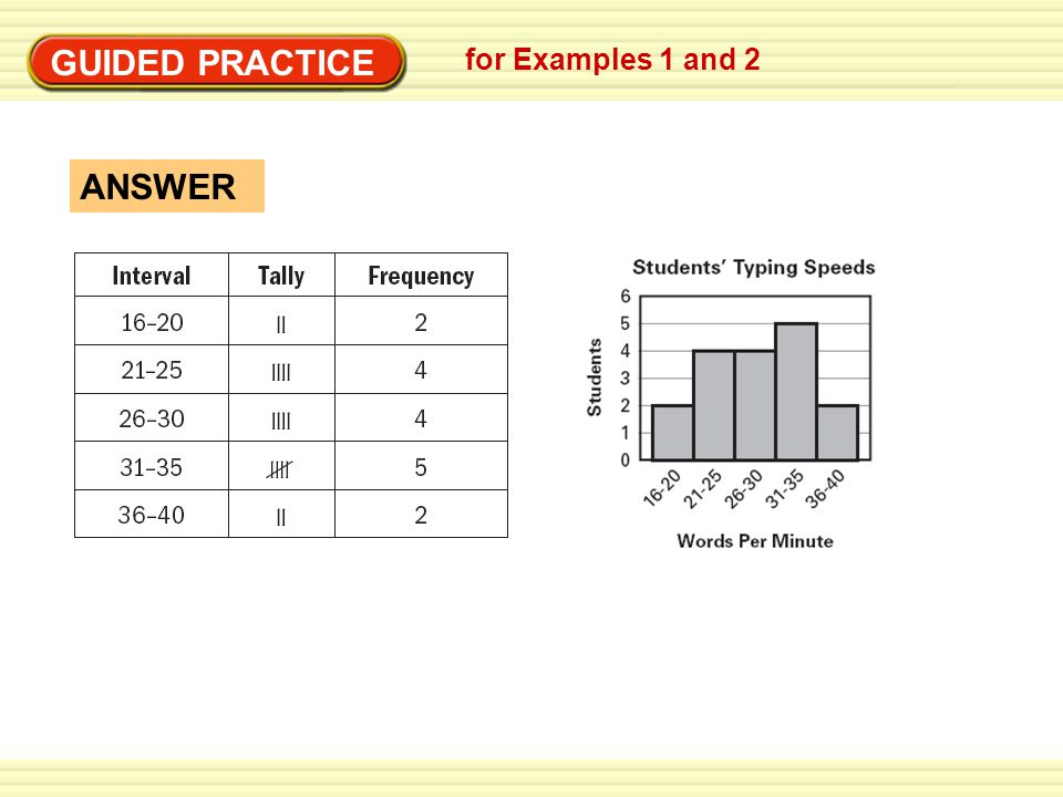 GUIDED PRACTICE ANSWER for Examples 1 and 2