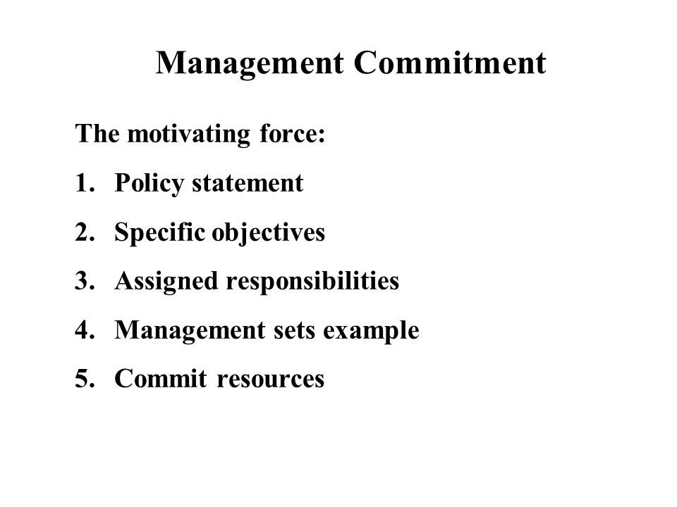 Management Commitment A message from the top J John Smith