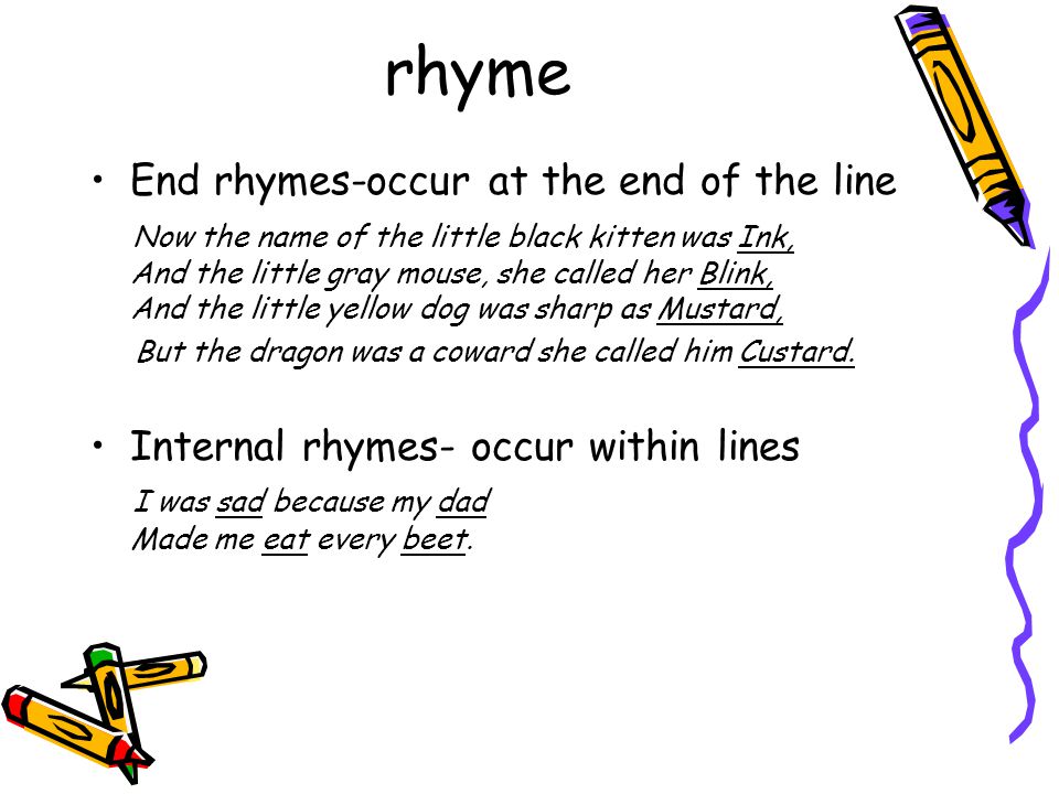 Refrain A line in a poem that is repeated at regular intervals.